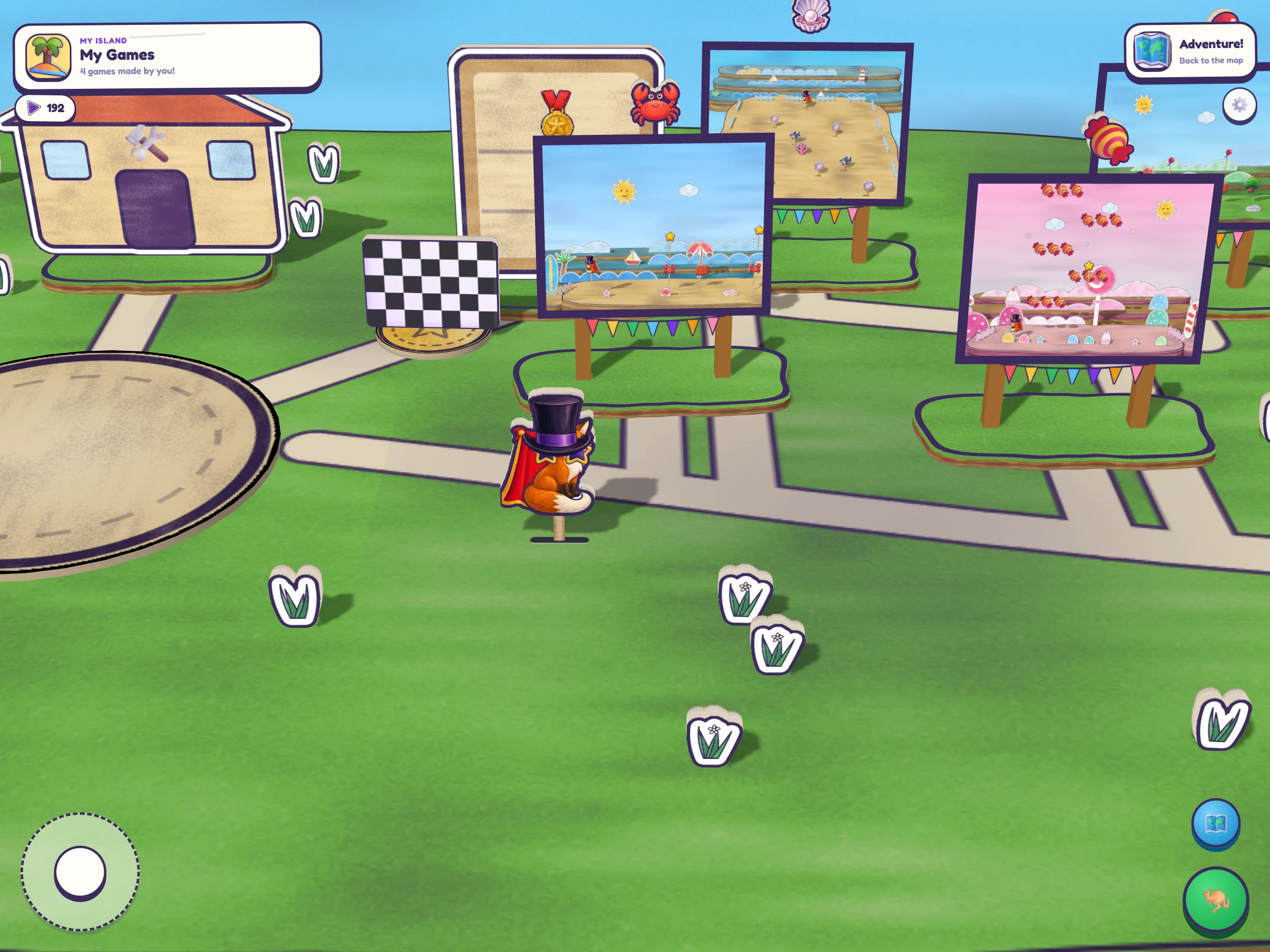 Your island: a papercraft island where every game your kid makes stands as its own little booth